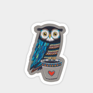 Cute owl illustration in hand drawn style Sticker